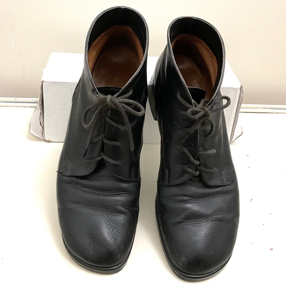 Black Vintage Italian Leather Ankle Chukka Boots Unisex Size 8.5 men’s/10 women - Picture 4 of 13